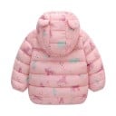 Veste d'hiver pour enfants avec capuche Fermeture éclair et boutons Pression Veste en polyester chaud avec des images d'animaux 2