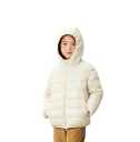 Veste d'hiver pour enfants avec capuche Fermeture éclair Poches spacieuses En tissu nylon uni Veste légère et résistante pour temps froid 6