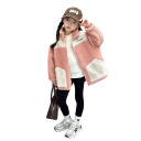 Veste d'hiver pour enfants avec col haut Veste chaude pour filles avec fermeture éclair et poches Veste d'hiver en coton et polyester pour le confort par temps froid 3