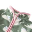 Veste d'hiver pour enfants avec col haut Veste unisexe chaude à zip Veste en peluche verte avec poches Veste d'hiver confortable avec motif de chats 2