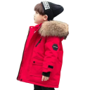 Veste d'hiver pour enfants avec zip et boutons-pression, capuche en fourrure et poches, unisexe, manteau chaud en coton-polyester pour garçons et filles par temps d'hiver 7