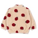 Veste d'hiver pour enfants beige avec motif de coccinelles Veste en coton-polyester en peluche avec col montant Veste d'hiver chaude et confortable 2