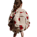 Veste d'hiver pour enfants beige avec motif de coccinelles Veste en coton-polyester en peluche avec col montant Veste d'hiver chaude et confortable 4