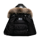 Veste d'hiver pour enfants en duvet 90 % de duvet de canard blanc Veste unisexe brillante avec capuche en fourrure Fermeture éclair et boutons-pression et poches 9