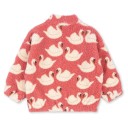 Veste d'hiver pour enfants rose avec motif de cygne Veste en coton-polyester en peluche avec fermeture éclair et col montant Veste d'hiver chaude et confortable 2