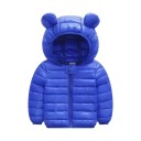 Veste d'hiver pour enfants unie avec capuche Fermeture éclair et boutons-pression Manteau en polyester chaud pour enfants Coupe d'hiver confortable 7