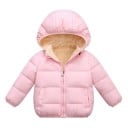 Veste d'hiver pour enfants unie avec capuche Veste chaude en coton et laine à fermeture éclair Manteau d'hiver confortable 6
