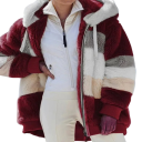 Veste d'hiver pour femme avec capuche Matériau doux et pelucheux Fermeture confortable Manteau chaud pour le gel Style décontracté 3