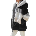 Veste d'hiver pour femme avec capuche Matériau doux et pelucheux Fermeture confortable Manteau chaud pour le gel Style décontracté Sensation agréable au porter 2