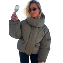 Veste d'hiver pour femmes avec capuche et col montant Veste chaude en coton-polyester avec fermeture éclair et poches Coupe confortable Manteau d'hiver élégant 11