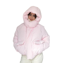 Veste d'hiver pour femmes avec capuche et col montant Veste chaude en coton-polyester avec fermeture éclair et poches Coupe confortable 1