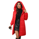 Veste d'hiver pour femmes avec capuche et fourrure Doublure en peluche chaude Fermeture éclair et boutons Poches Polyester et coton Veste stylée pour l'hiver 7