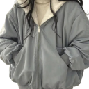 Veste d'hiver pour femmes avec capuche Fermeture éclair Doublure en peluche chaude Conception en polyester Poches pour les mains Veste confortable et chaude pour l'hiver 1