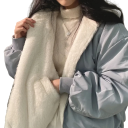 Veste d'hiver pour femmes avec capuche Fermeture éclair Doublure en peluche chaude Conception en polyester Poches pour les mains Veste 2