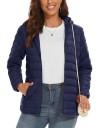Veste d'hiver pour femmes avec capuche Manteau matelassé à fermeture éclair Veste chaude avec poches Veste légère isolée pour la ville Coupe stylée pour temps froid 7