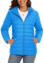 Veste d'hiver pour femmes avec capuche Manteau matelassé à fermeture éclair Veste chaude avec poches Veste légère isolée pour la ville Coupe stylée pour temps froid 4