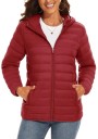 Veste d'hiver pour femmes avec capuche Manteau matelassé à fermeture éclair Veste chaude avec poches Veste légère isolée pour la ville Coupe stylée pour temps froid 12