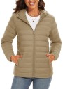 Veste d'hiver pour femmes avec capuche Manteau matelassé à fermeture éclair Veste chaude avec poches Veste légère isolée pour la ville Coupe stylée pour temps froid 8