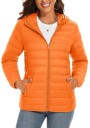 Veste d'hiver pour femmes avec capuche Manteau matelassé à fermeture éclair Veste chaude avec poches Veste légère isolée pour la ville Coupe stylée pour temps froid 14