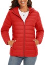 Veste d'hiver pour femmes avec capuche Manteau matelassé à fermeture éclair Veste chaude avec poches Veste légère isolée pour la ville Coupe stylée pour temps froid 3
