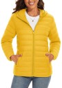 Veste d'hiver pour femmes avec capuche Manteau matelassé à fermeture éclair Veste chaude avec poches Veste légère isolée pour la ville 10