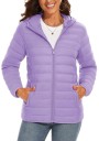 Veste d'hiver pour femmes avec capuche Manteau matelassé à fermeture éclair Veste chaude avec poches Veste légère isolée pour la ville 15