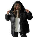 Veste d'hiver pour femmes avec col Veste chaude à pressions avec poches et cordon de serrage à la taille Manteau d'hiver confortable pour un usage quotidien 15