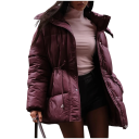 Veste d'hiver pour femmes avec col Veste chaude à pressions avec poches et cordon de serrage à la taille Manteau d'hiver confortable pour un usage quotidien 2