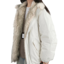 Veste d'hiver pour femmes en polyester Veste chaude avec col en fourrure Fermeture éclair Poches pratiques Vêtements d'hiver confortables et chauds pour femmes 9