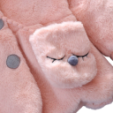 Veste d'hiver pour fille avec boutons et fourrure Capuche avec oreilles, yeux et nœud Manteau en coton chaud avec un sac en peluche comme cadeau pour les petites filles 4