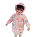 Veste d'hiver pour fille avec capuche Fermeture éclair et boutons Poches Veste chaude en coton-polyester avec motifs de arc-en-ciel Veste 3