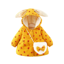 Veste d'hiver pour fille avec des fraises, fermeture à boutons-pression, capuche avec des oreilles de lapin et fronces. Manteau en polyester chaud avec un sac en peluche en cadeau 2