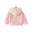 Veste d'hiver pour fille en peluche avec zip et capuche et motif d'ours en peluche Veste en polyester chaude pour petites filles Vêtements d'hiver réchauffants pour le froid 2