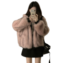 Veste d'hiver réversible pour femmes avec capuche Veste chaude à zip avec une seconde face en fourrure et poches Manteau d'hiver élégant 7