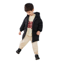 Veste d'hiver unisexe pour enfants avec zip et boutons-pression, capuche et poches, manteau chaud en coton-polyester pour garçons et filles, port confortable en hiver 2