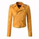 Veste de luxe pour femmes en simili cuir - Jaune 1