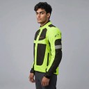 Veste de moto réfléchissante Unisexe Col montant et poches zippées Manches et taille réglables Polyester et nylon Jaune fluo et noir Pour scooter 11