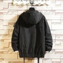 Veste de printemps pour femmes avec capuche et grandes poches Sangles décoratives avec anneaux Fermeture éclair et pressions Poignets 4