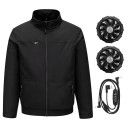 Veste de refroidissement pour homme avec 2 ventilateurs USB climatisation gilet de travail unisexe avec col roulé à fermeture éclair poches 2
