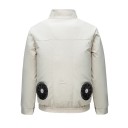 Veste de refroidissement pour homme avec 2 ventilateurs USB climatisation gilet de travail unisexe avec col roulé à fermeture éclair poches 4