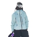 Veste de ski imperméable et coupe-vent avec capuche et col montant zippé, poches zippées et coupe ample unisexe 5
