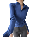 Veste de sport pour femmes à zip Coupe ajustée Ouvertures pour pouces Tissu à séchage rapide Confort de port Vêtements de fitness Entraînement 7