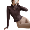 Veste de sport pour femmes à zip Coupe ajustée Ouvertures pour pouces Tissu à séchage rapide Confort de port Vêtements de fitness Entraînement 8
