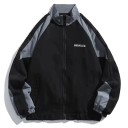 Veste de sport unisexe zippée avec manches contrastées et ourlets élastiques Veste de transition légère à col montant Style streetwear décontracté 1