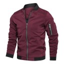Veste de transition légère pour homme à manches longues Poche pratique sur la manche Fermeture zippée Bomber tendance Veste élégante pour la ville 2