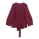 Veste élégante pour femmes avec ceinture à nouer Veste unie avec décolleté en V pour toutes les occasions 12