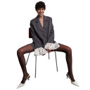 Veste élégante pour femmes avec rayures, poches et fermeture à boutons Veste unie stylée en polyester et coton pour le travail, les réunions et les loisirs 7