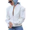 Veste élégante pour femmes avec volants et fermeture à boutons Veste unie en polyester Veste stylée dans différentes couleurs pour le bureau et les événements sociaux 6