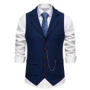 Veste élégante pour homme avec chaîne et poches Veste unie avec col à boutons Veste de soirée formelle 13