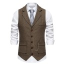 Veste élégante pour homme avec chaîne et poches Veste unie avec col à boutons Veste de soirée formelle 4